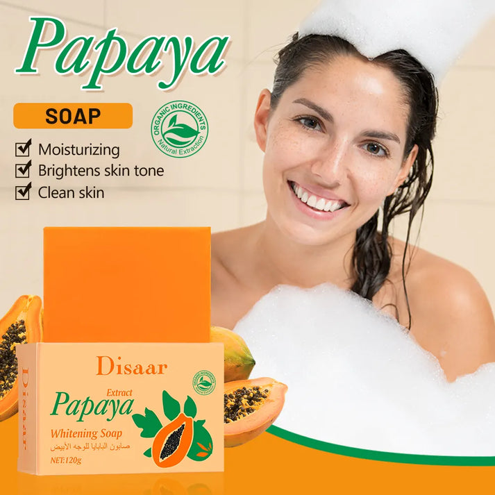 Disaar Organic Soap Skin Whitening Papaya Vitamin E Brighten Moisturizer Dense Foam Washing Soap