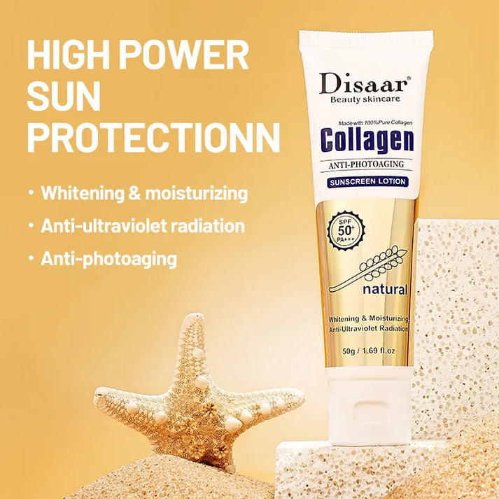 Collagen Sunblock Whitening Spf 50 Anti Sun UV Sunscreen Lotion for Outdoor 50 g