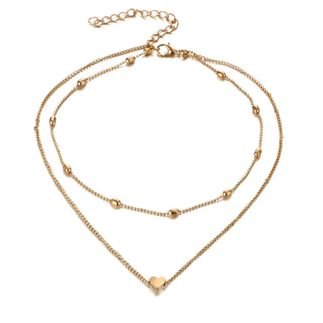 Scarlett Double Layer Necklace (Gold Finish | Anti-Tarnish)-OSL-29
