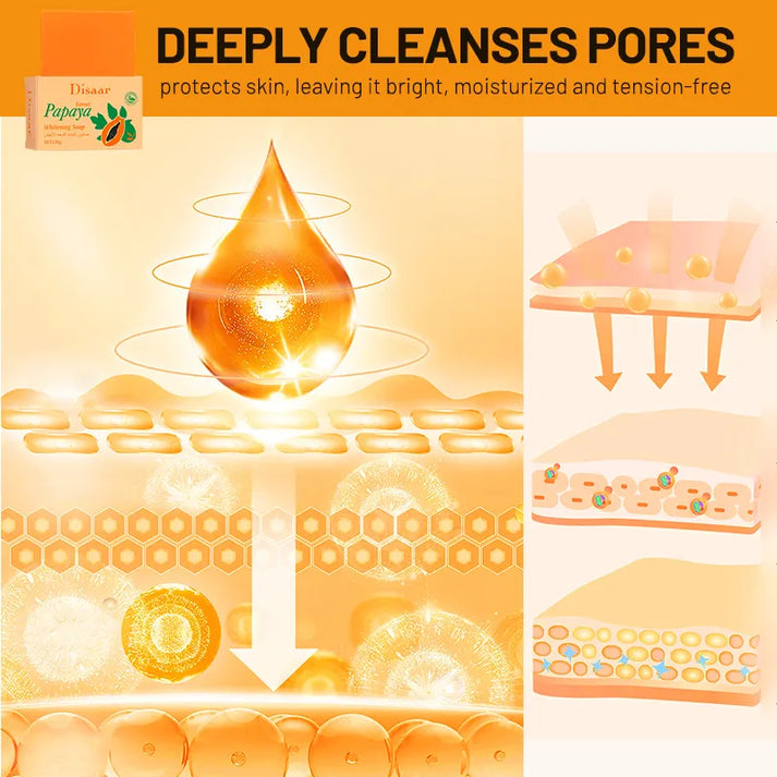 Disaar Organic Soap Skin Whitening Papaya Vitamin E Brighten Moisturizer Dense Foam Washing Soap