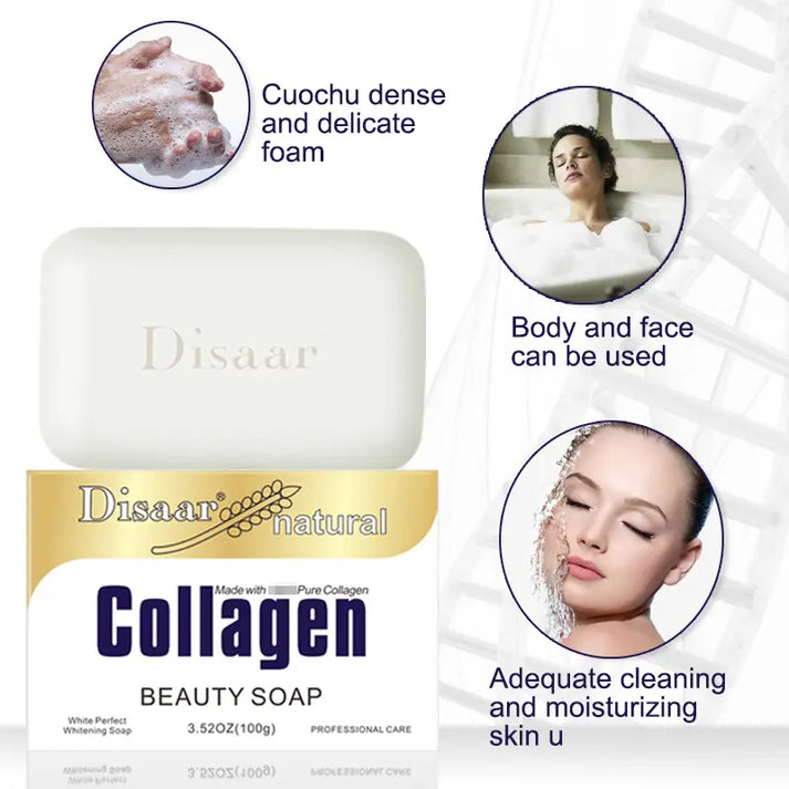 Natural Collagen Beauty Soap Clear Face Smooth Skin Reduces Open Pores Nourishment