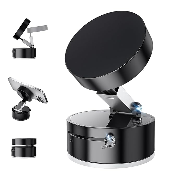 Vacuum Suction Magnetic Phone Holder – Black – free delivery