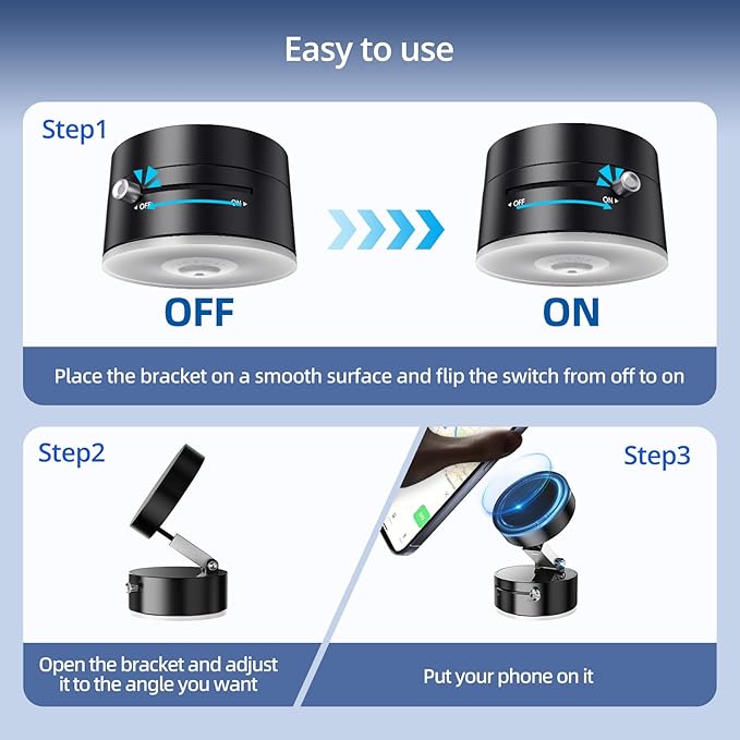 Vacuum Suction Magnetic Phone Holder – Black – free delivery