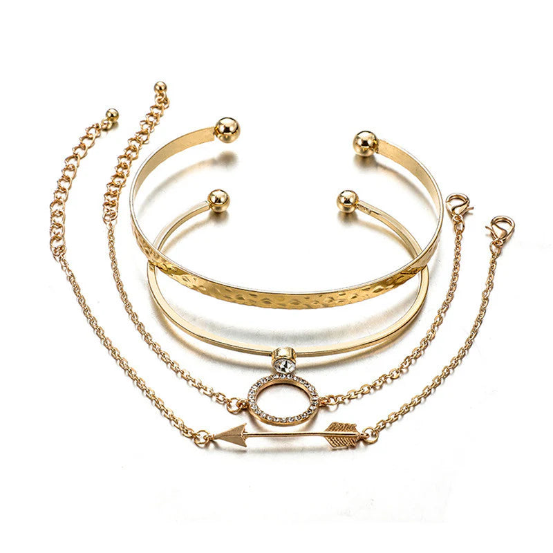 Gold Plated Contemporary Bracelet Set (Pack of 4)-OSL121