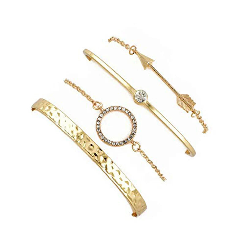 Gold Plated Contemporary Bracelet Set (Pack of 4)-OSL121