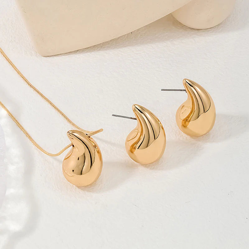 OSLUXE Gold Plated Glossy Chunky Dome Drop Jewellery Set-OSL91