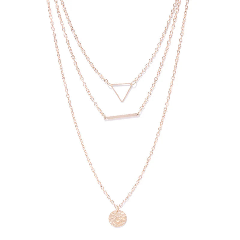 Fashionable Geometric Multi-Layered Necklace for Women-OSL-127
