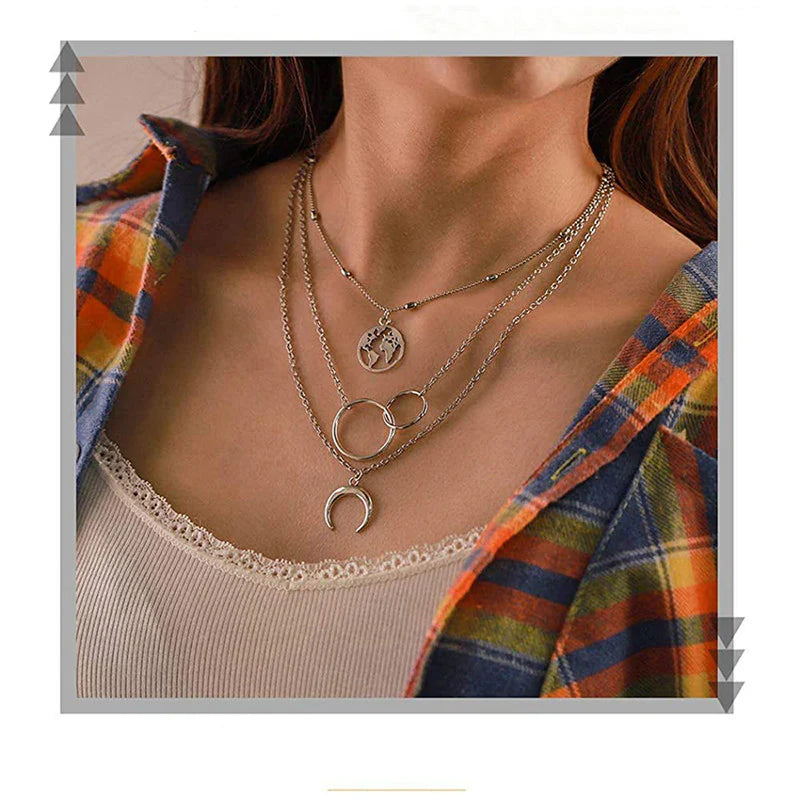 Silver Plated Plushie Global Cross Ring Design Necklace for Women - OSL-125