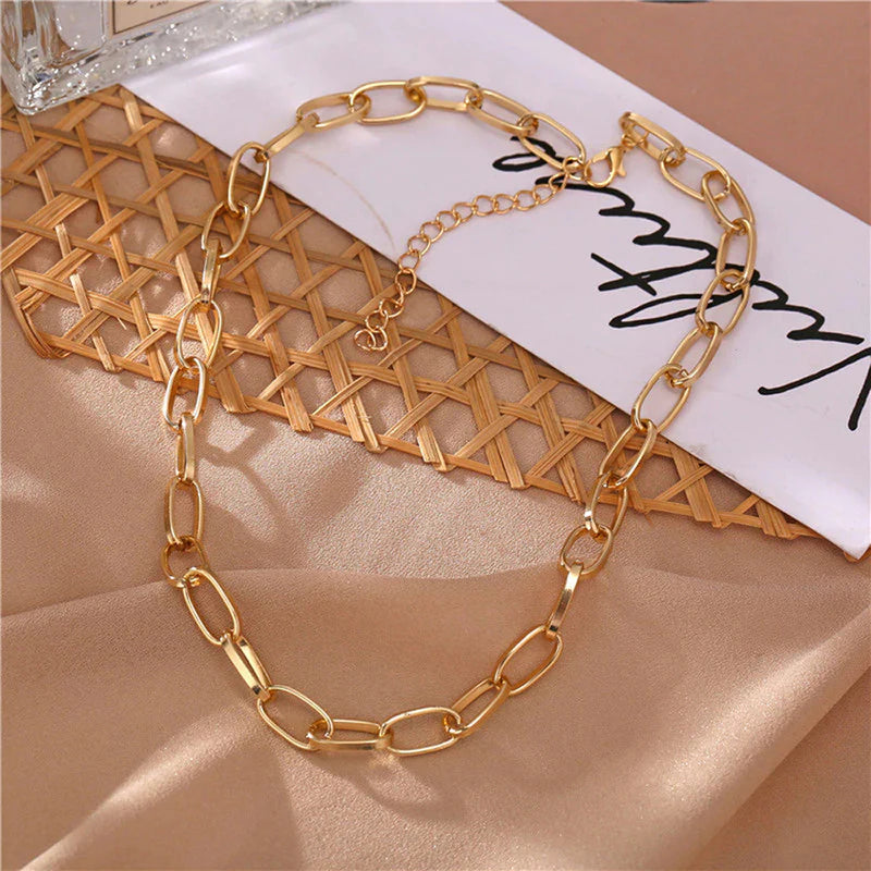 Litzy Bold Chain Gold Plated Necklace for Women-OSL-137