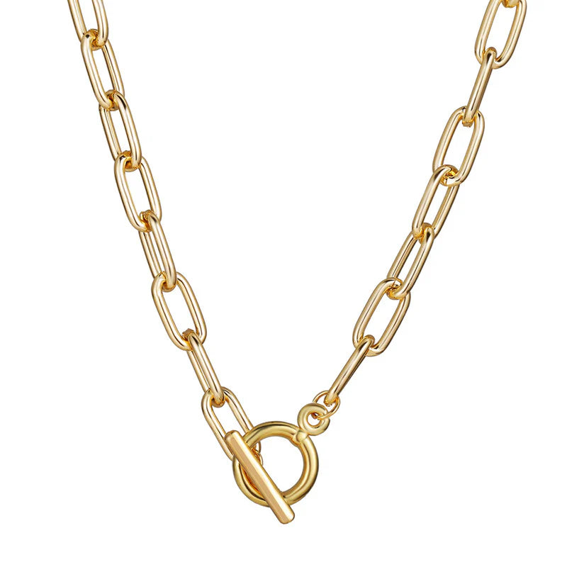 Bold Lock Design Gold Plated Necklace for Women - OSL-129