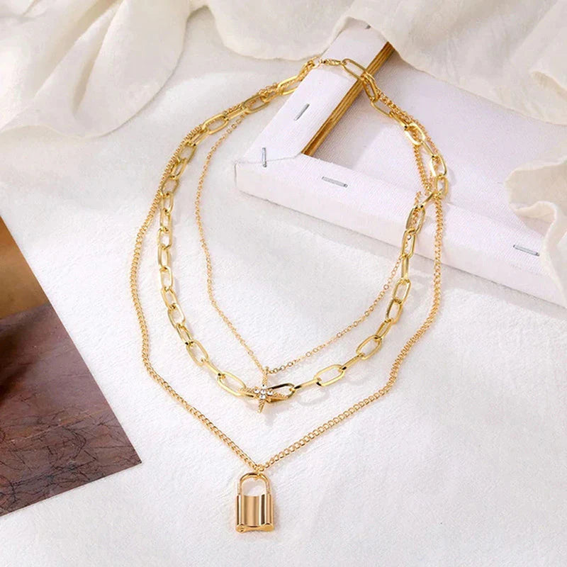 Gold Plated Layered Necklace - OSL122