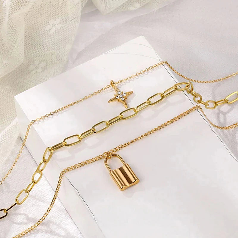 Gold Plated Layered Necklace - OSL122