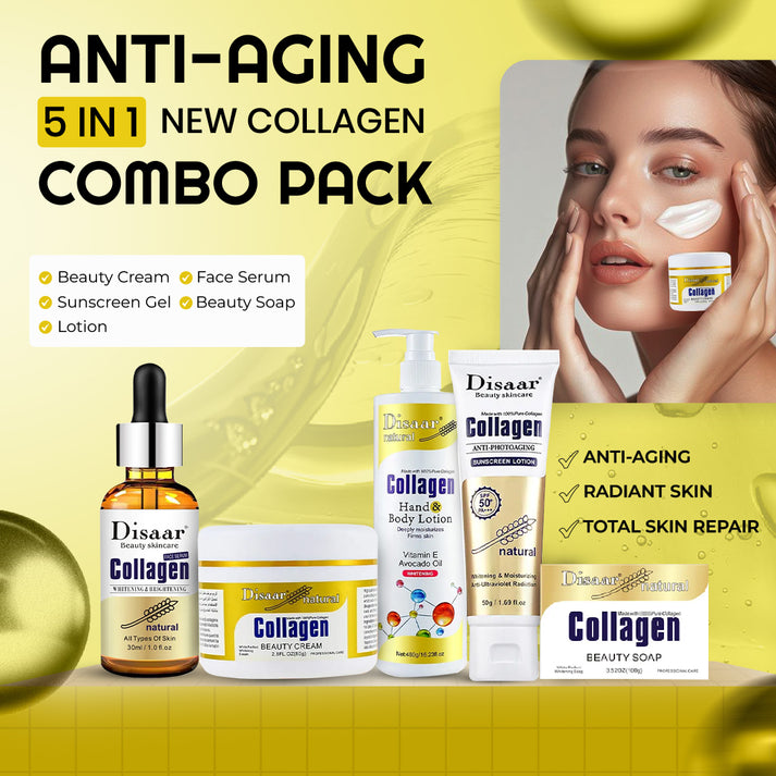 DISAAR Beauty Collagen 100% Natural Anti Aging Skin Brightening Kit 5pcs