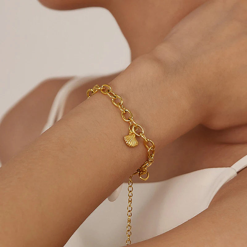 Gold Plated Stainless Steel Anti-Tarnish Star-Themed Wraparound Bracelet for Women - OSL-133