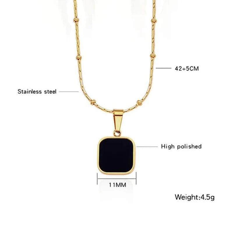 Gold Plated Anti-Tarnish Black Geometric Pendant-OSL-92