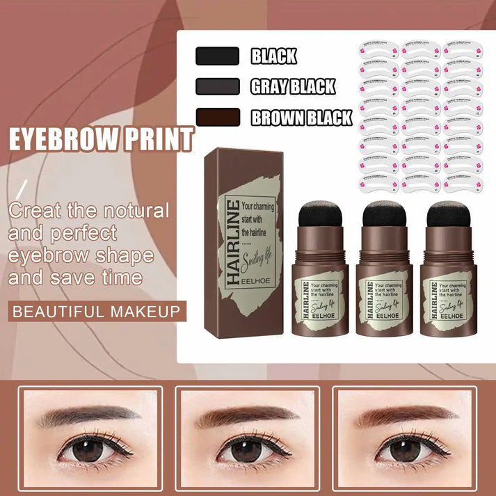 FLOSTRAIN Eyebrow Stamp Stencil Kit, One Step Brow Stamp Makeup Powder Eyebrow Thread