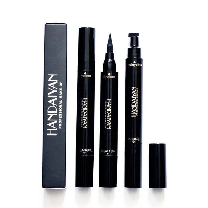 Handaiyan Waterproof 2 in 1 Eyeliner Stamp Liquid Liner Professional Makeup Long Lasting Quick Smudge Proof Hyper Drying Resistant Stay All Day Waterline Winged Instant Result(Classic Black)