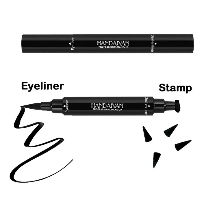 Handaiyan Waterproof 2 in 1 Eyeliner Stamp Liquid Liner Professional Makeup Long Lasting Quick Smudge Proof Hyper Drying Resistant Stay All Day Waterline Winged Instant Result(Classic Black)