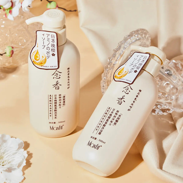 Sakura Japanese Shampoo and Conditioner - Deeply Nourishes Strong Hair, Body Wash - For All Hair Types