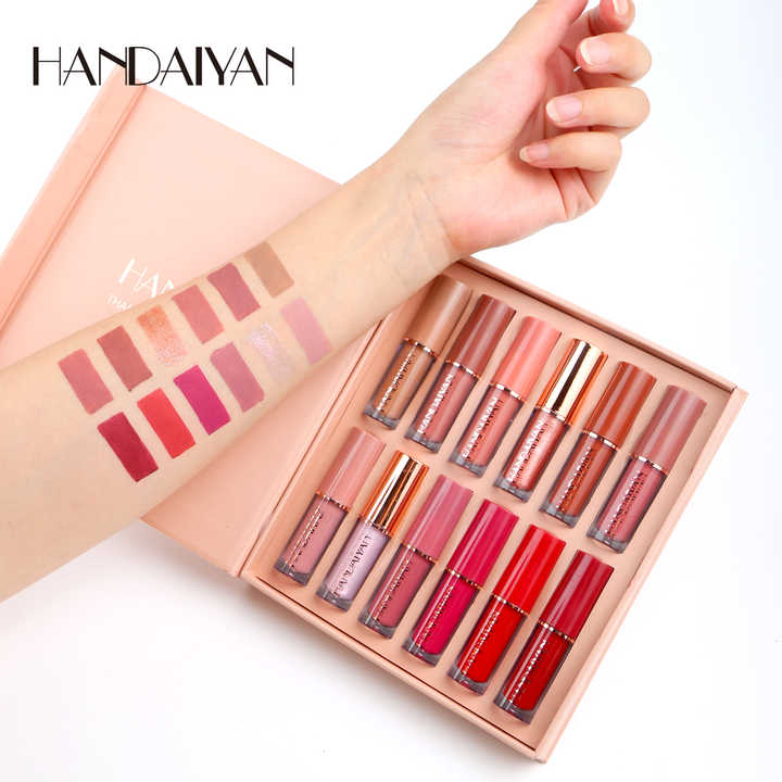 Handaiyan Lipstick Set 12 Colors Matt Lipgloss Own Label Luxury High Pigment Long Lasting Serum Lipstick Lipgloss Base Bulk