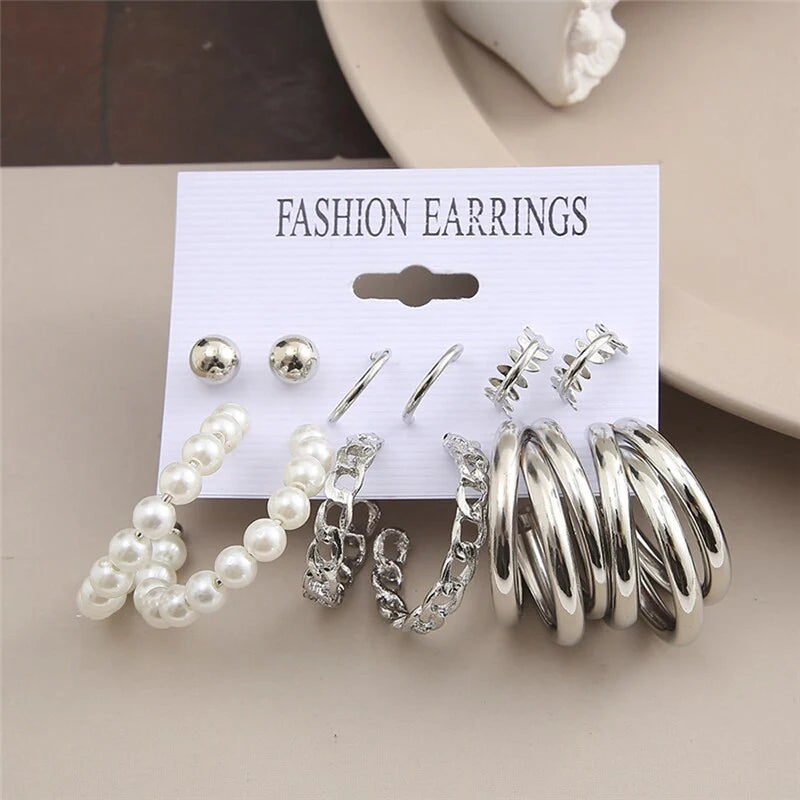 Silver Plated Hoop Earrings Combo - OSL110
