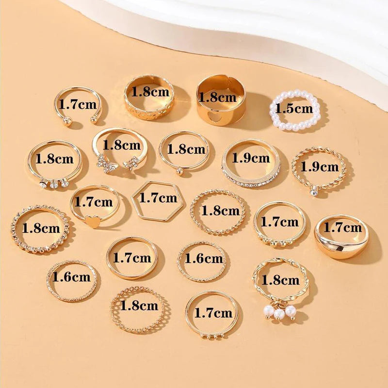 Gold Plated Stackable Rings (Pack of 21) - OSL101