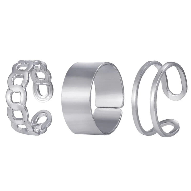 Silver Plated Contemporary Stackable Rings Set of 3 for Women - OSL96