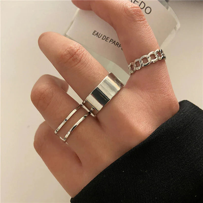 Silver Plated Contemporary Stackable Rings Set of 3 for Women - OSL96