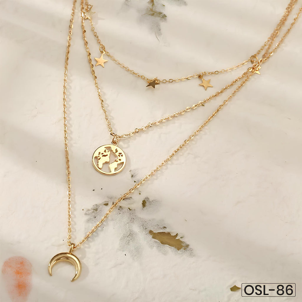 Marvellous Designer Gold Plated Multi-Strand Necklace for Women-OSL86