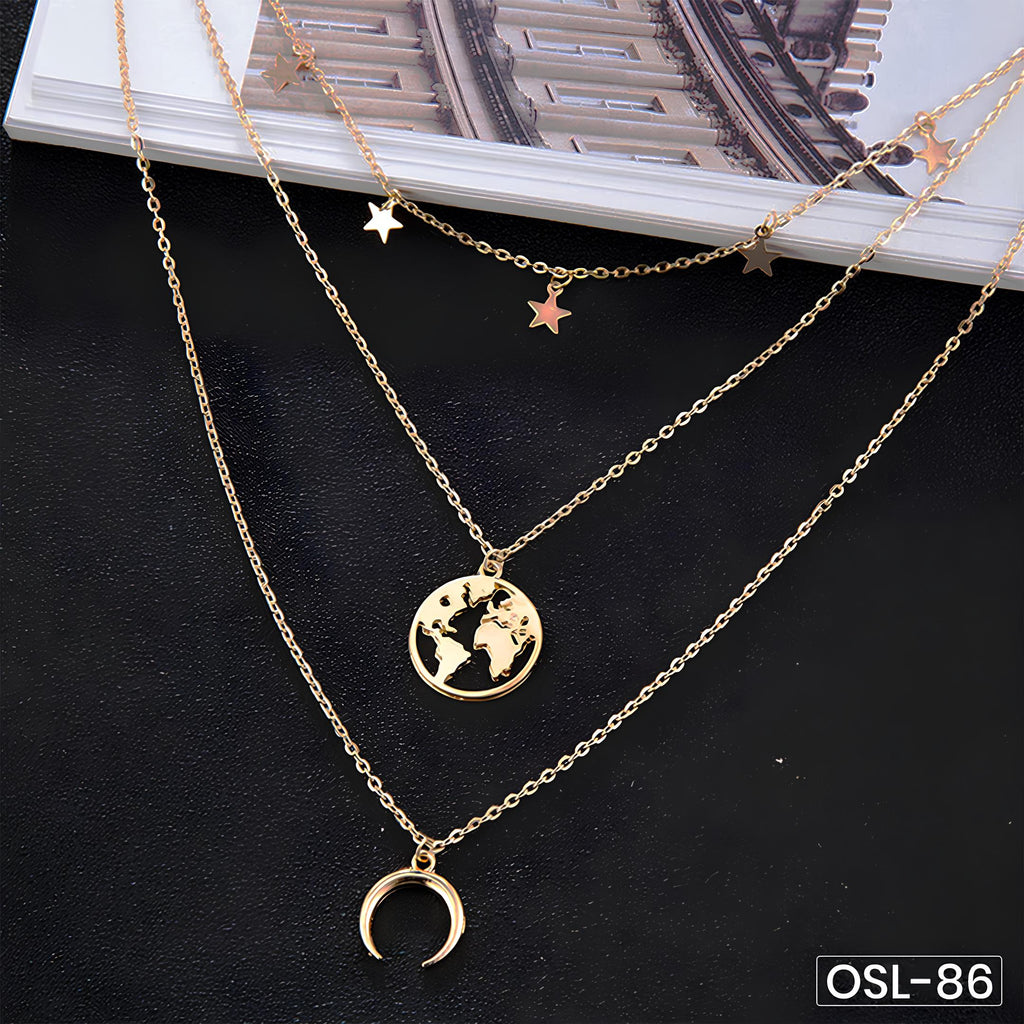 Marvellous Designer Gold Plated Multi-Strand Necklace for Women-OSL86