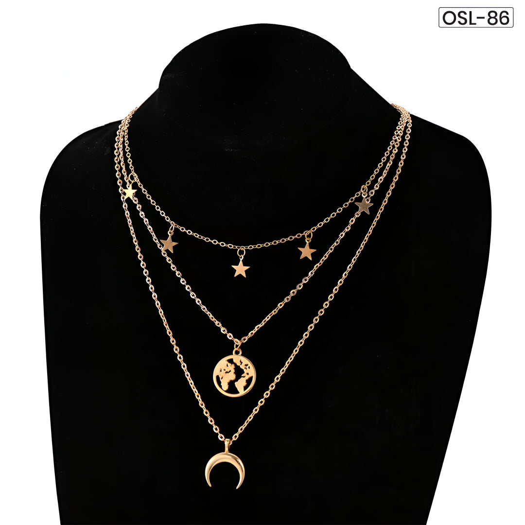 Marvellous Designer Gold Plated Multi-Strand Necklace for Women-OSL86