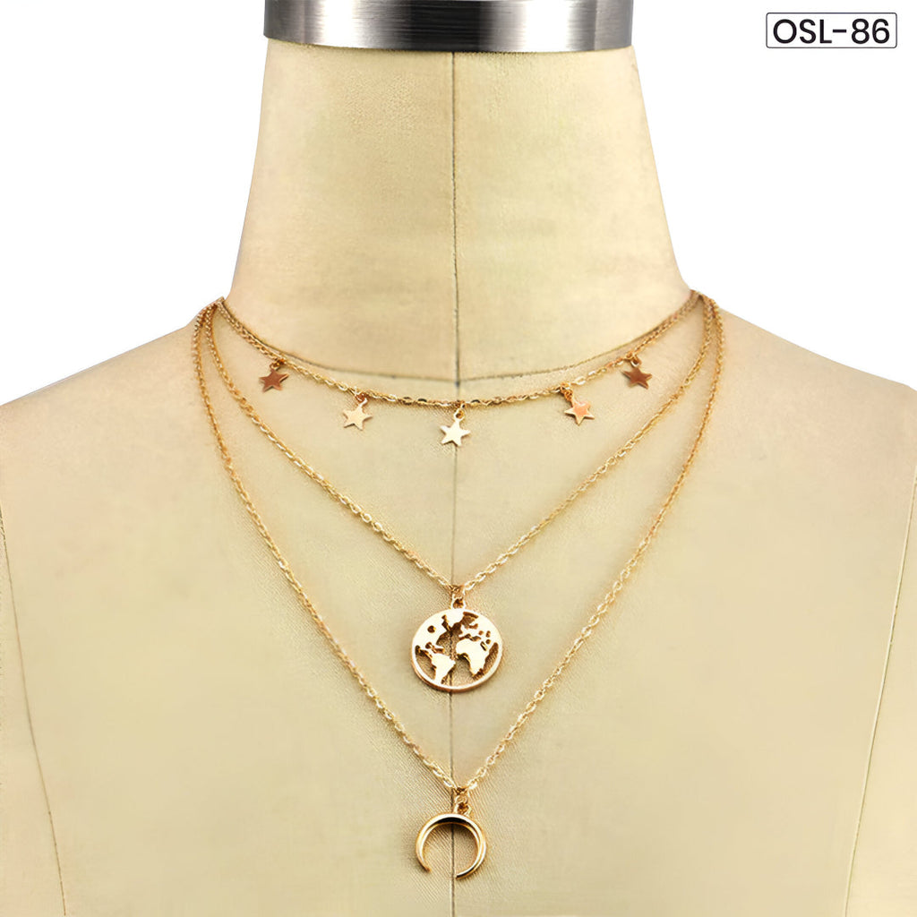 Marvellous Designer Gold Plated Multi-Strand Necklace for Women-OSL86