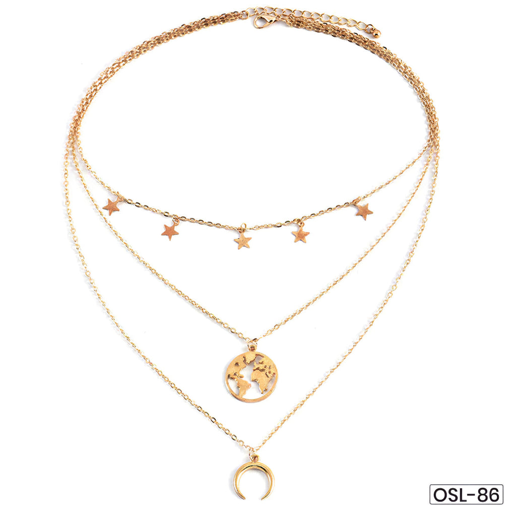 Marvellous Designer Gold Plated Multi-Strand Necklace for Women-OSL86