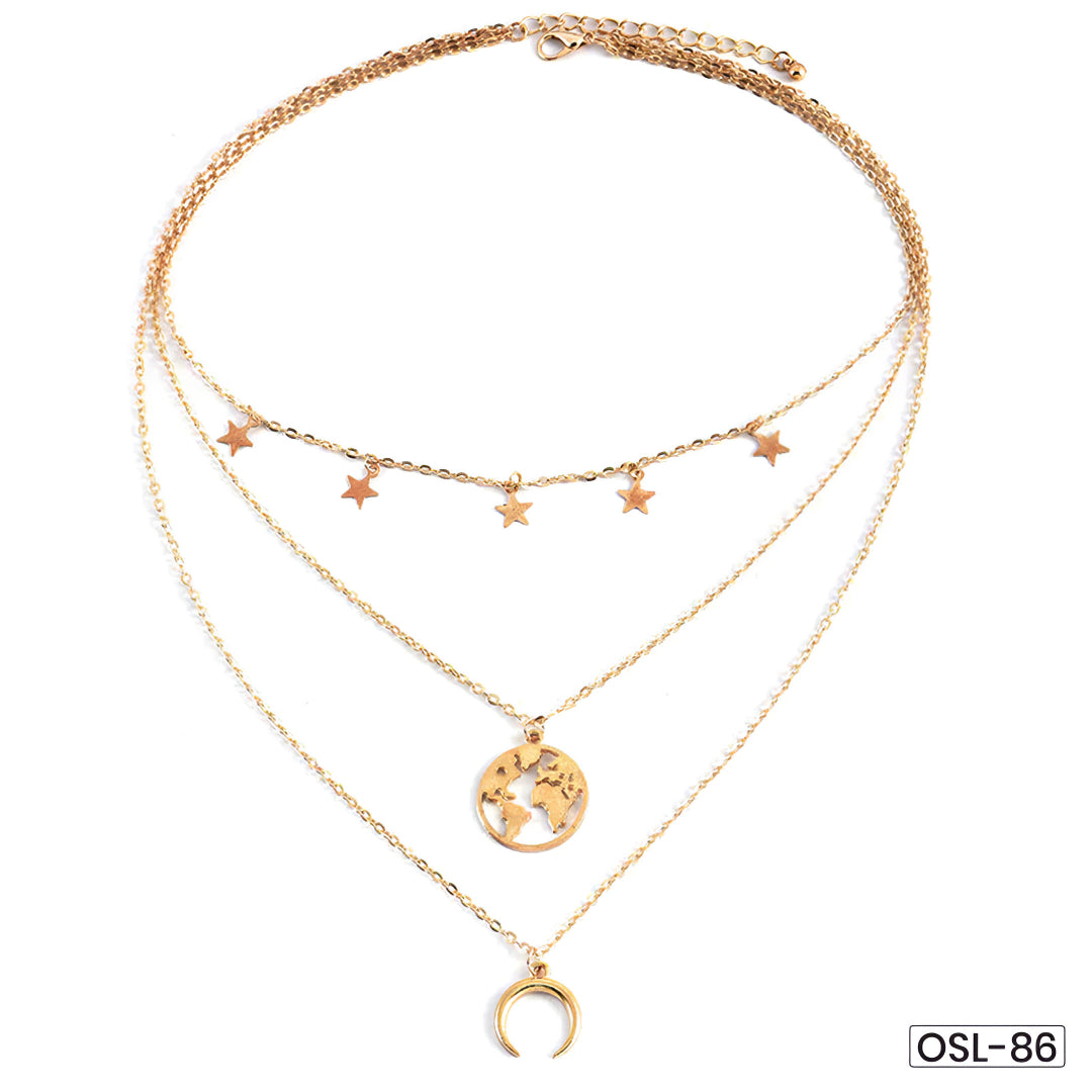 Marvellous Designer Gold Plated Multi-Strand Necklace for Women-OSL86