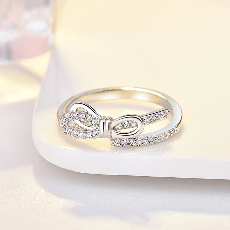 Silver Plated American Diamond Studded Contemporary Korean Finger Ring - OSL97