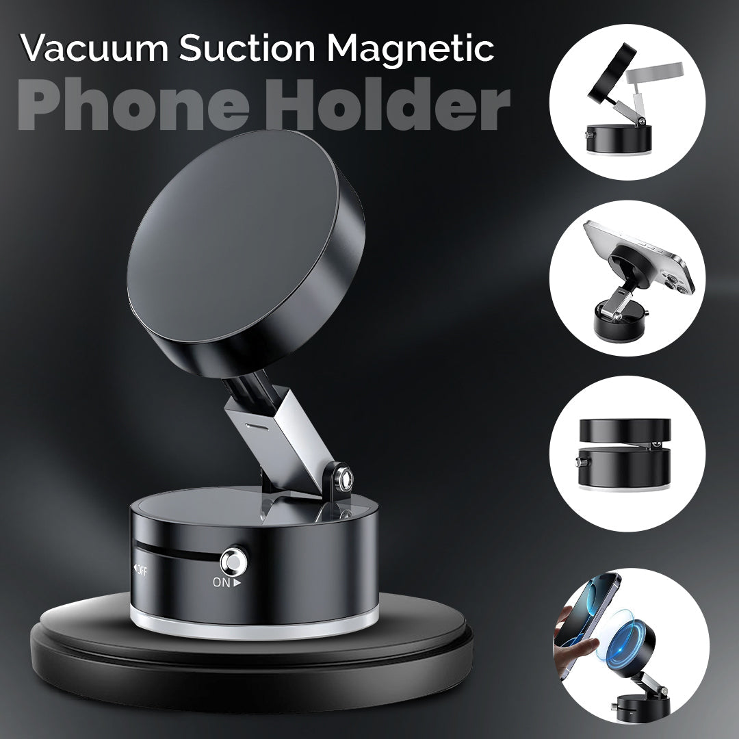 Vacuum Suction Magnetic Phone Holder – Black – free delivery