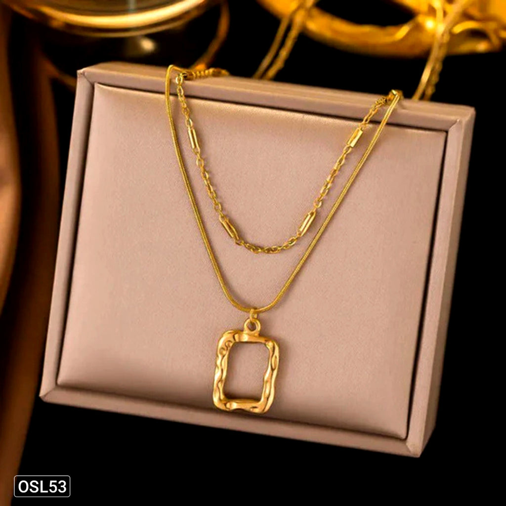 GeoDrape – Gold Plated Dual Strand Geometric Necklace for Women (Stainless Steel | Anti-Tarnish | Waterproof) OSL53