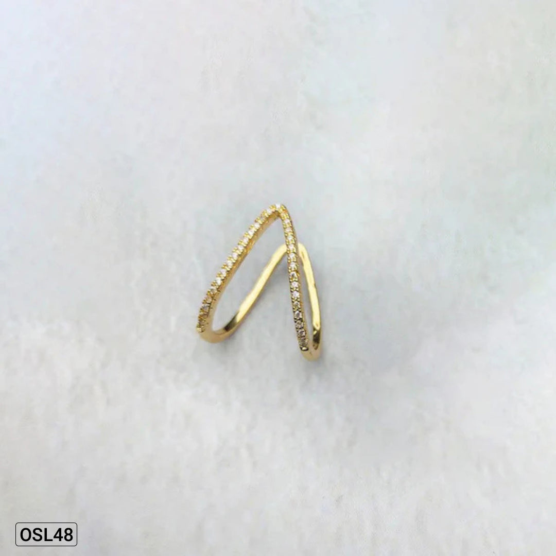 V-Glow Luxe Gold Plated V-Shape CZ Adjustable Finger Ring (Anti-Tarnish | Waterproof)-OSL-48