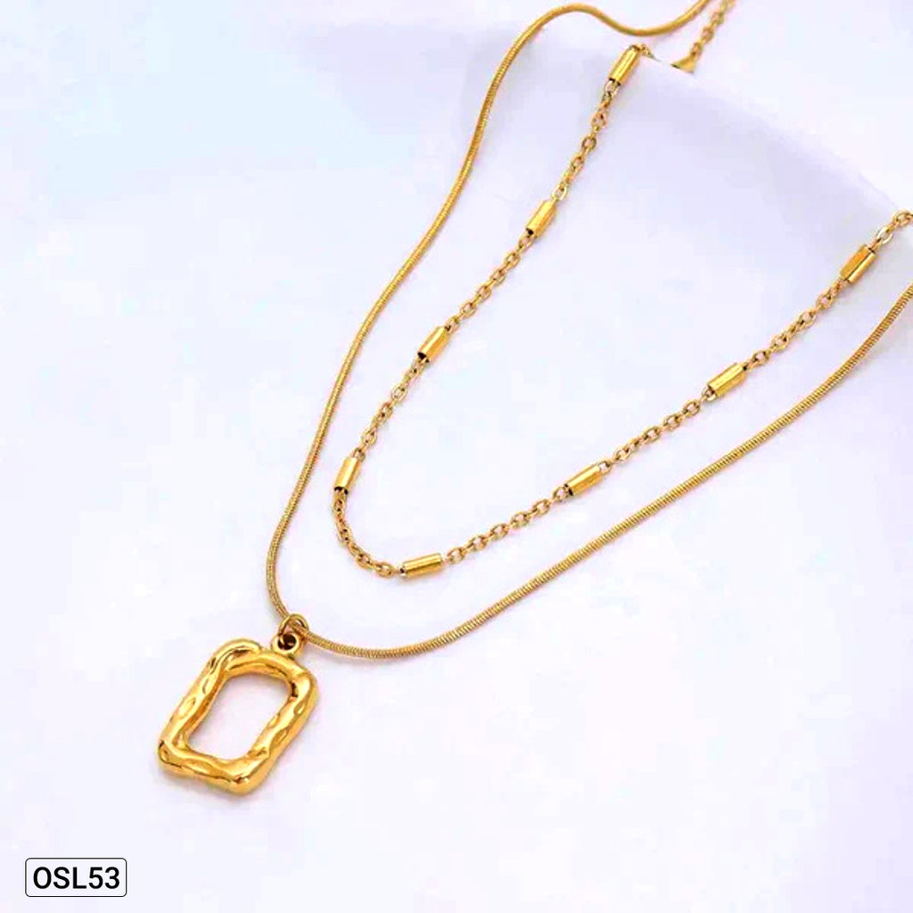 GeoDrape – Gold Plated Dual Strand Geometric Necklace for Women (Stainless Steel | Anti-Tarnish | Waterproof) OSL53
