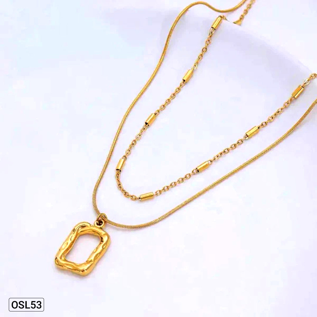 GeoDrape – Gold Plated Dual Strand Geometric Necklace for Women (Stainless Steel | Anti-Tarnish | Waterproof) OSL53