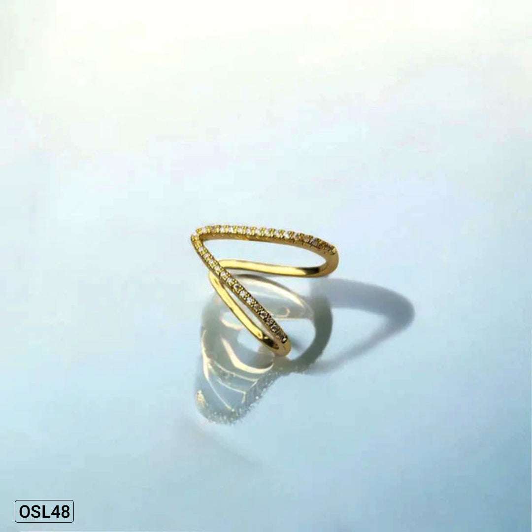V-Glow Luxe Gold Plated V-Shape CZ Adjustable Finger Ring (Anti-Tarnish | Waterproof)-OSL-48