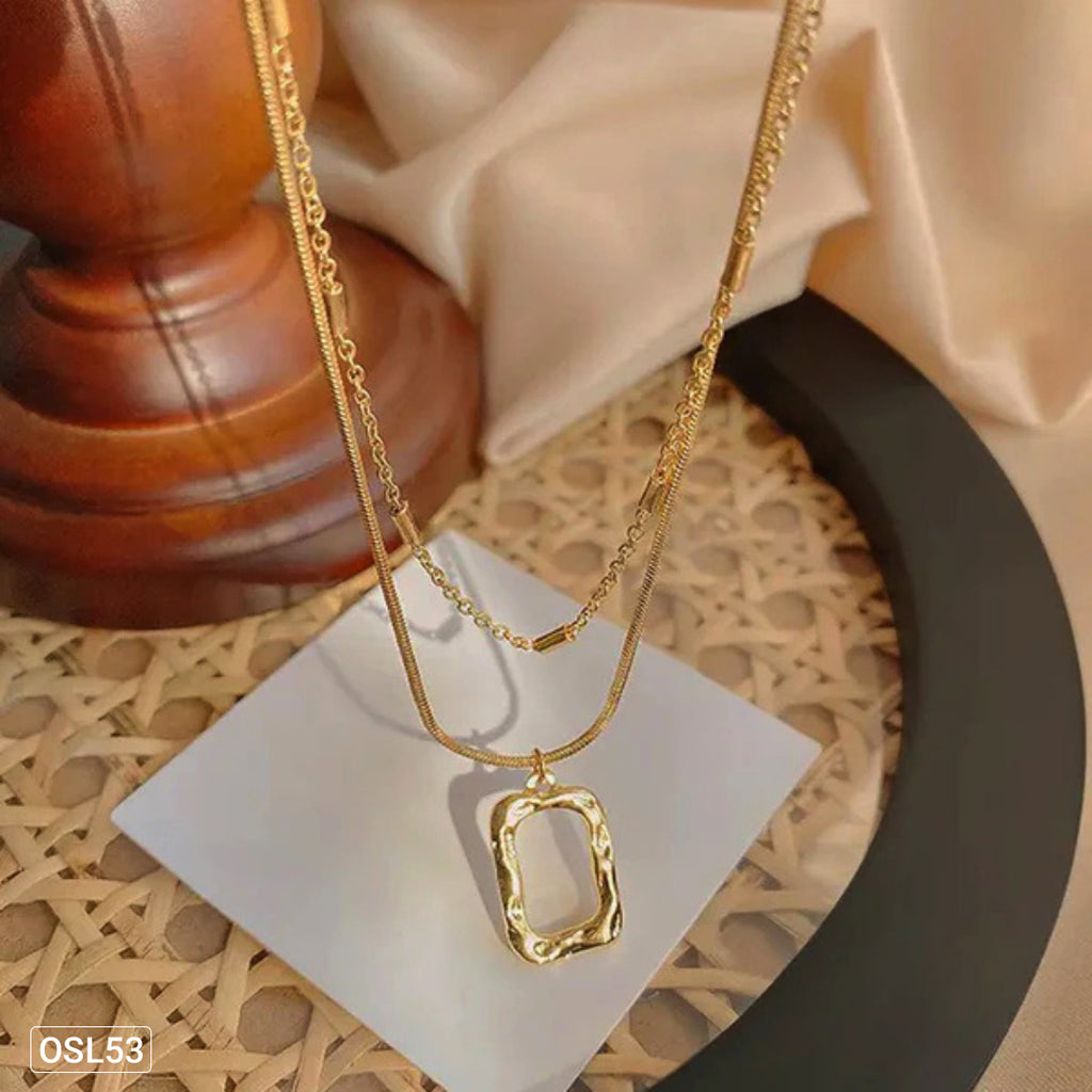 GeoDrape – Gold Plated Dual Strand Geometric Necklace for Women (Stainless Steel | Anti-Tarnish | Waterproof) OSL53