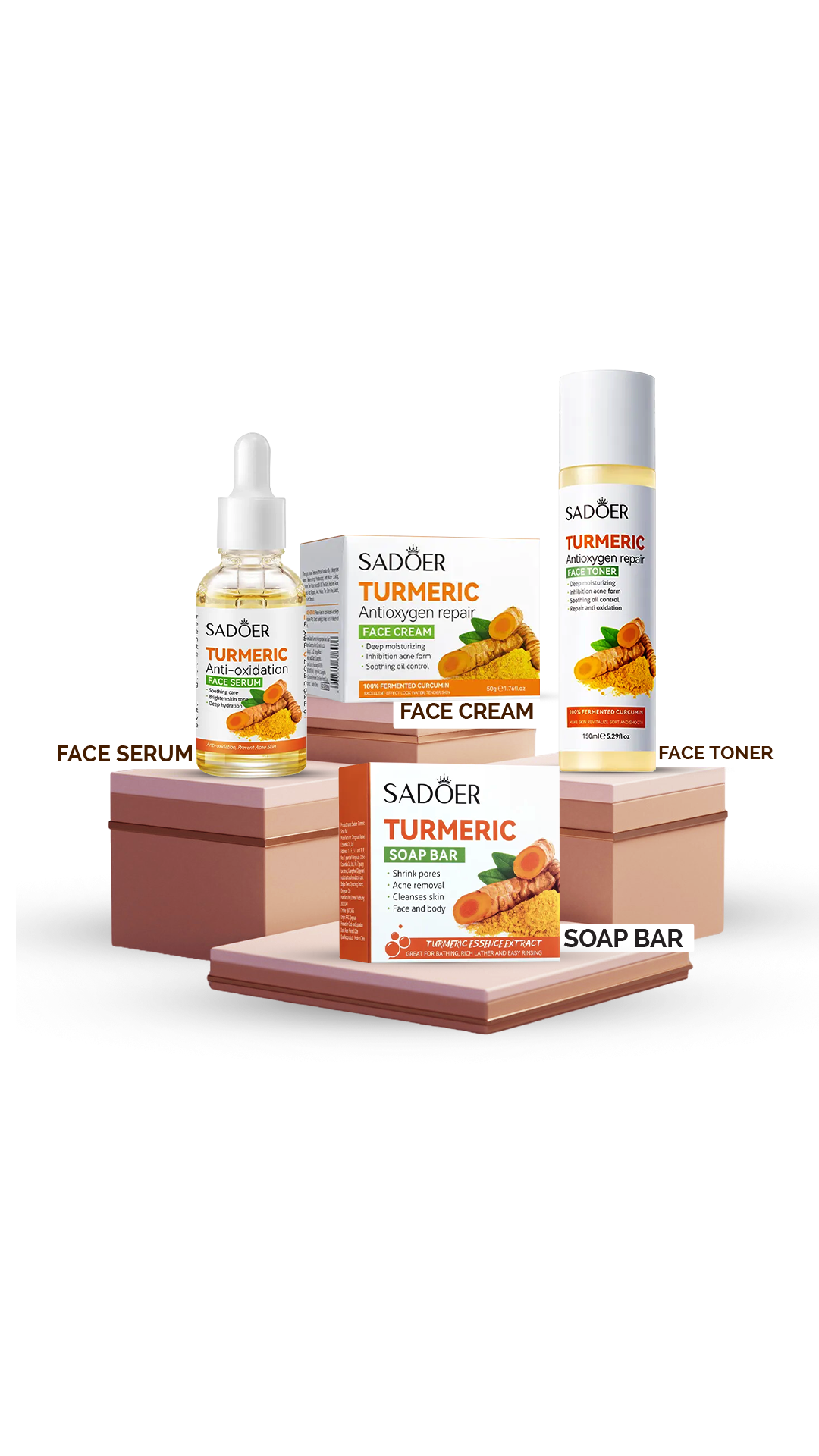 SADOER 4-in-1 Turmeric Antioxidant Hydrating Facial Treatment Set
