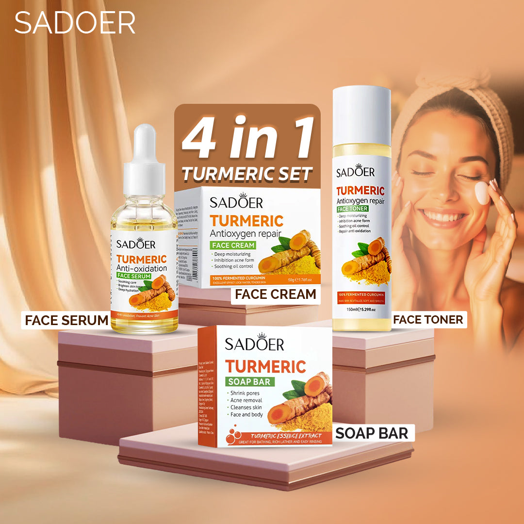 SADOER 4-in-1 Turmeric Antioxidant Hydrating Facial Treatment Set
