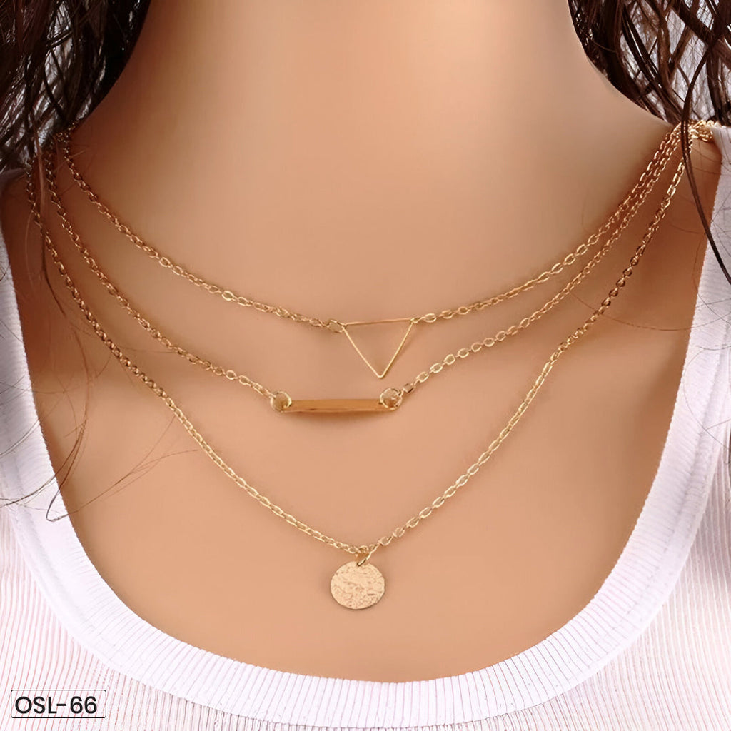 Minimal Triple Line Chain Necklace (Gold Plated | Anti-Tarnish)-OSL-66