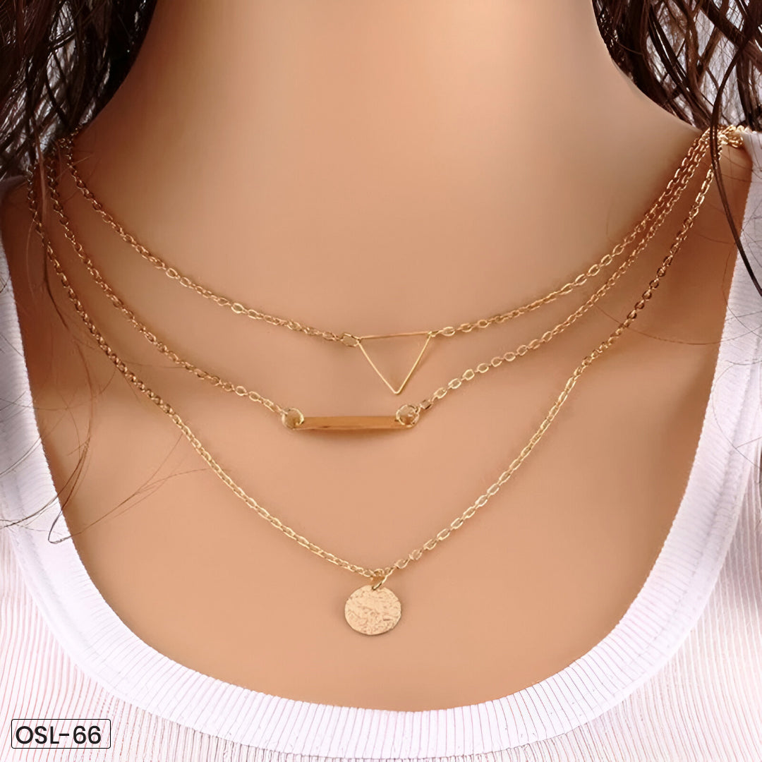 Minimal Triple Line Chain Necklace (Gold Plated | Anti-Tarnish)-OSL-66