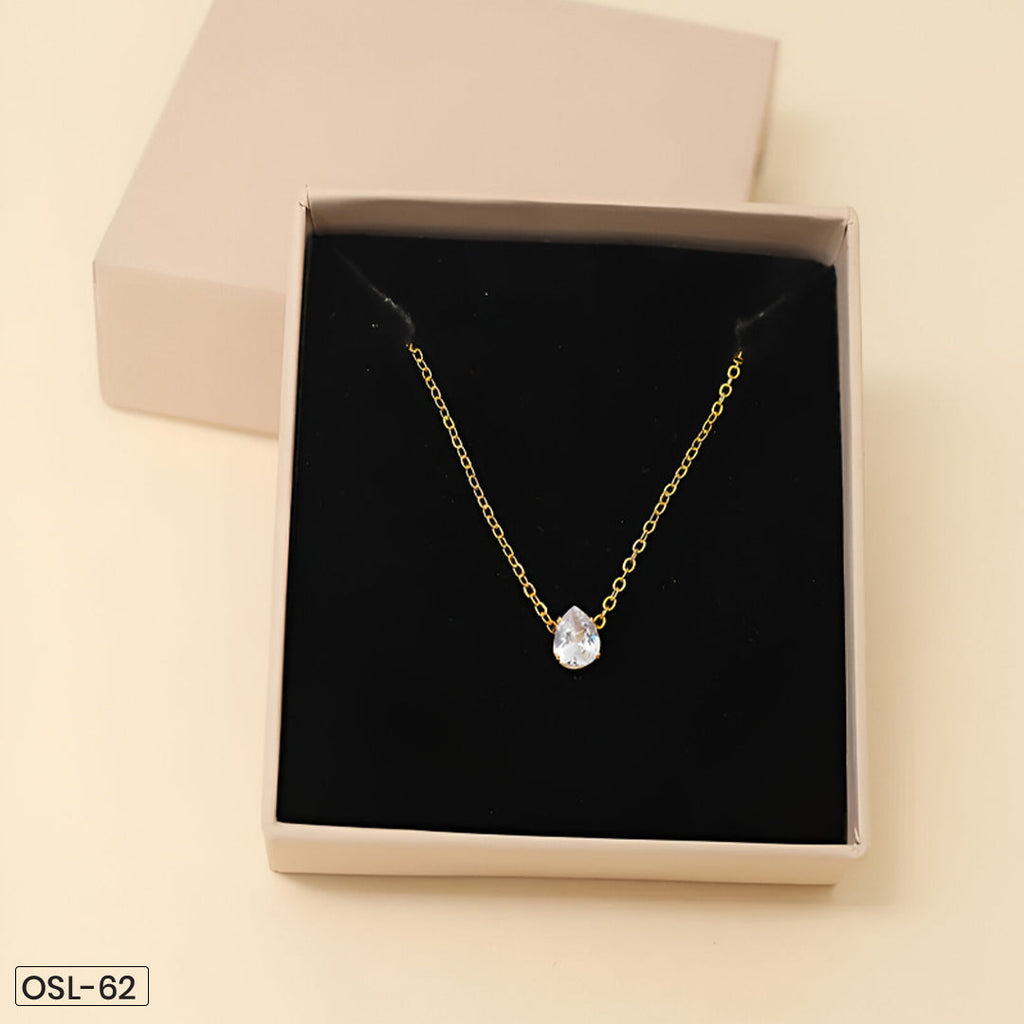 White Diamond Pendant Necklace (Gold Plated | Anti-Tarnish)-OSL-62