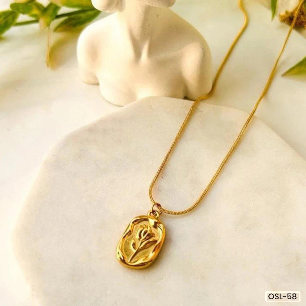Gold Floral Medallion Pendant Necklace (Gold Plated | Anti-Tarnish)-OSL-58