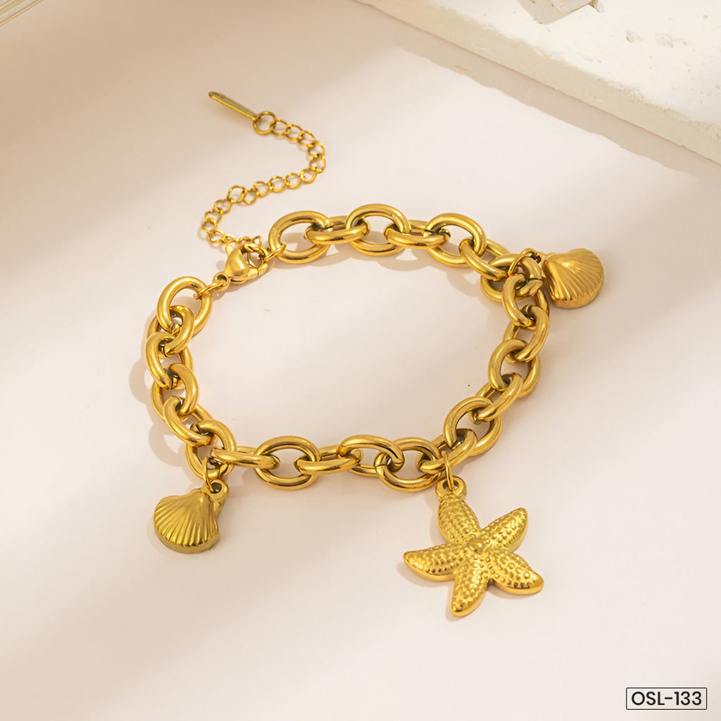 Gold Plated Stainless Steel Anti-Tarnish Star-Themed Wraparound Bracelet for Women - OSL-133