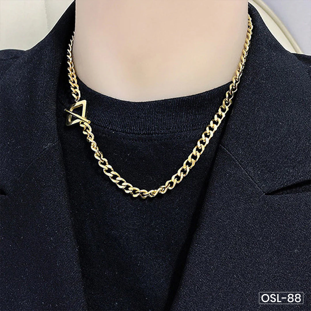 Gold Plated Stainless Steel Anti-Tarnish Dual Strand Geometric Necklace for Women-OSL88